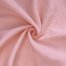 Ткань Муслин Жатый, цвет Нежно-Розовый (на отрез)  в Крымске